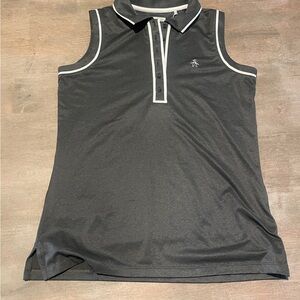 Original Penguin Veronica Dark Grey Sleeveless Polo with White Trim